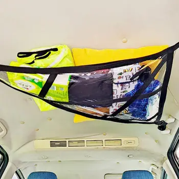 Транспортна мрежа на тавана на автомобила Двупластова метална мрежа за покрива на автомобила Organier Джоб за съхранение в колата На покрива на Превозни средства Компактен mesh bag
