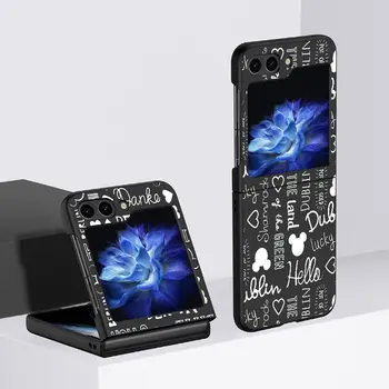 Черни Калъфи за Samsung Galaxy Z Flip 5 4 5G Hard fundas Z Flip5 Zflip 4 Flip4 Z Flip 3 Калъф За Телефон Мики Minnie Pylon Castles