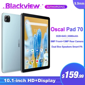 Blackview Oscal Pad 70 Таблет с 10.1-инчов дисплей и Тънък Корпус 9,9 мм, 8-Мегапикселова Предна 13-Мегапикселова Камера за обратно виждане 6580 ма, Компютър Battey Pad Android 12
