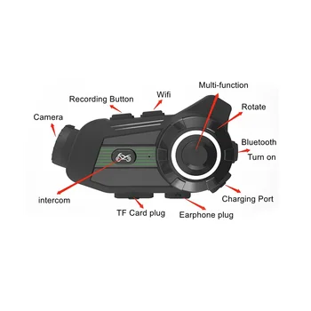Камера за мотоциклетни шлем S3 HD Bluetooth, Wifi видеорекордер за мотоциклет, видео рекордер, безжичен БТ 5.1 домофонна система за шлем (1080P)