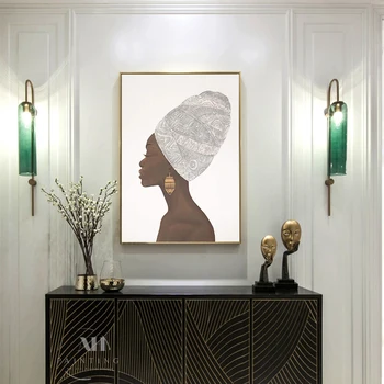 Модерна проста картина върху платно с изображение на Абстрактни африкански жени, монтиран на стената художествен плакат за всекидневната, стенни декоративни картини, домашен декор