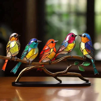 Цветни Метални птици, декорация за работния плот, стъклена Имитация птици, Декоративна фигурка, Модерен стил на дома, Колибри, Занаяти