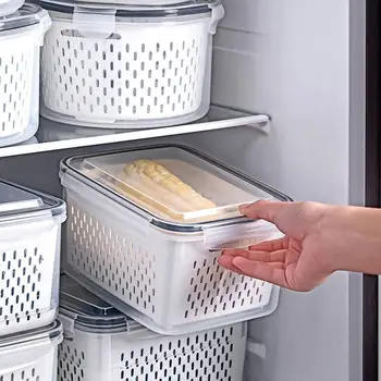 Контейнери за съхранение на храна в хладилника, плътно затварящ се контейнер за съхранение на храна, Кухненски кутия за съхранение, по-свеж Прозрачна кутия за хладилника