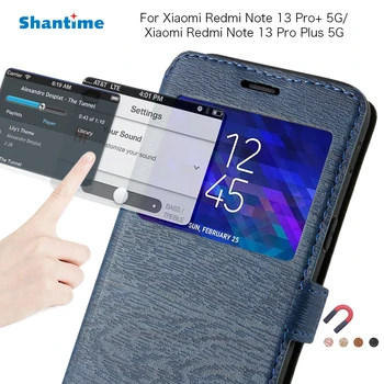 PU Калъф за телефон Xiaomi Redmi Note 13 Pro + 5G Флип калъф За Redmi Note 13 Pro Plus 5G View Window Калъф-за награда Мека делото от TPU