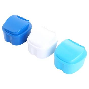 3шт Сигурна-Кутия за съхранение на зъбни протези Преносим Калъф за съхранение на изкуствени зъби Контейнер