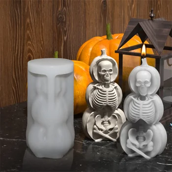 Форма за свещи във формата на скелет тиква направи си САМ Украса за Хелоуин Украшение За производство на ароматни свещи Силиконова форма
