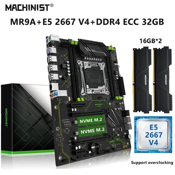 MACHINIST MR9A X99 Комплект дънната платка Xeon E5 2667 V4 CPU Процесор в LGA 2011-3 32G = 16G * 2 DDR4 RAM Памет Комбинирана NVME M. 2 USB 3.0
