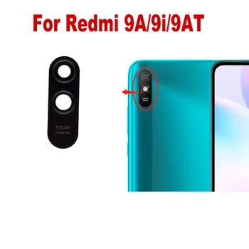 1 бр. Оригинал за Xiaomi Redmi 9A 9i 9AT със Стъклен капак заден обектив на задната камера с подмяна на етикети