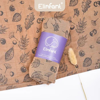Детско кърпи за баня Elinfant с популярни принтом, бамбук памучен пелените, однотонное муслиновое пеленальное одеяло, приятни за кожата.