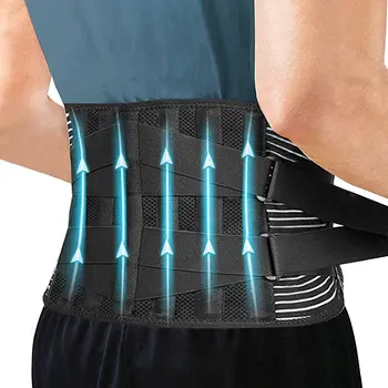 Регулируем колан за подпомагане на гърба с 6 опори, за улесняване на болки в гърба, Дишащи Лумбална подкрепа за фитнес зала, при ишиас, грыже на междупрешленния диск
