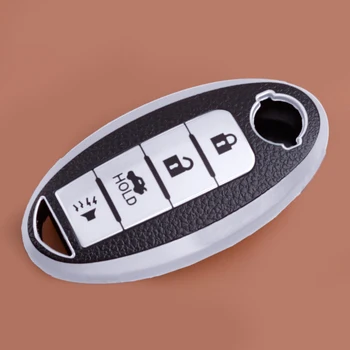 Сребрист Автомобил с 4 Бутона Smart Remote Key Fob Калъф Притежателят е Подходящ за Nissan Rogue, Qashqai, Murano Altima Infiniti Q30 Q50 Q60 QX70