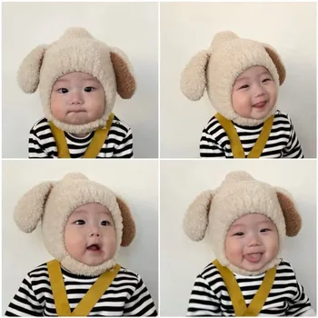 Есенно-зимна детска шапка, Корейска Детска шапка с заячьими уши, пухкави топла шапка-ушанка, детска шапка, скъпа Топла зима