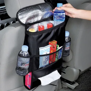 Облегалката на столчето за кола, чанта за лед с множество джобове, висящ органайзер, коллекционный кутия за съхранение на аксесоари за интериора на колата, черен цвят, за събиране на реколтата.