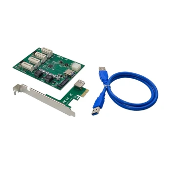 H4GA ST411 ASM1184 PCIe x1 USB3.0 до 4 слотове 1X PCI Странично Card ASM1184