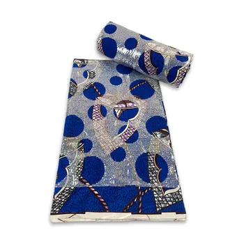 Модни Африкански восъчни пайети Плат 100% памук Материал Златен блясък Анкара Батик Пагне 6 ярда за шиене сватба