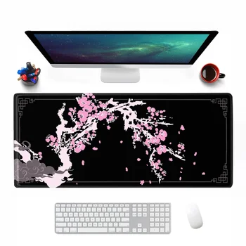 Японска подложка за мишка Sakura, разширено Голяма подложка за работния плот в стил черешов цвят, Розов Дълъг нескользящий за работния офис, на домашния си компютър
