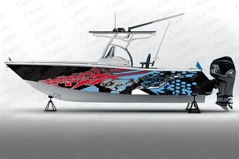 Цветна векторна графика на абстракция Стикер на лодката Опаковка Vinyl Рибарска лодка Водоустойчив Изработени по поръчка Стикер на морска лодка vinyl обвивка за лодка