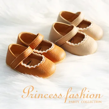 Demisezonnyj Плитки Обувки на Принцесата; Однотонная Обувки Подметка; Детски Първите Проходилки; Обувки За Деца; Кожа Обувки За момичета В Плоска подметка